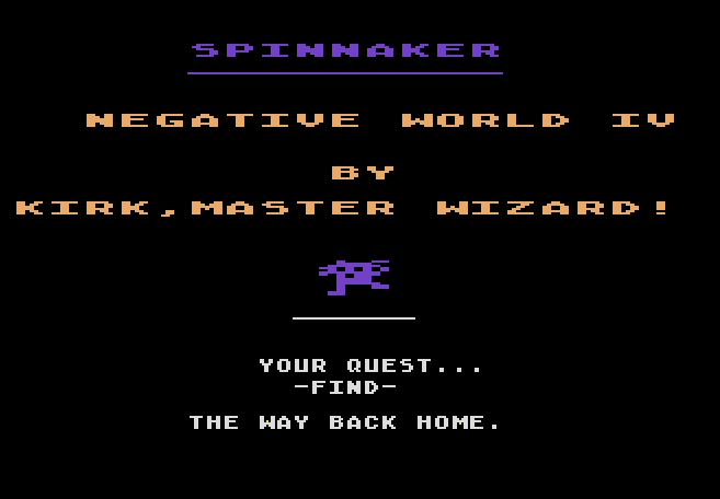 title page at the beginning of my 1980s game created with tools of Adventure Creator